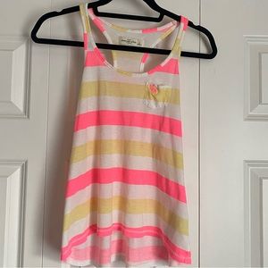 Abercrombie and Fitch, yellow, white and pink tank top